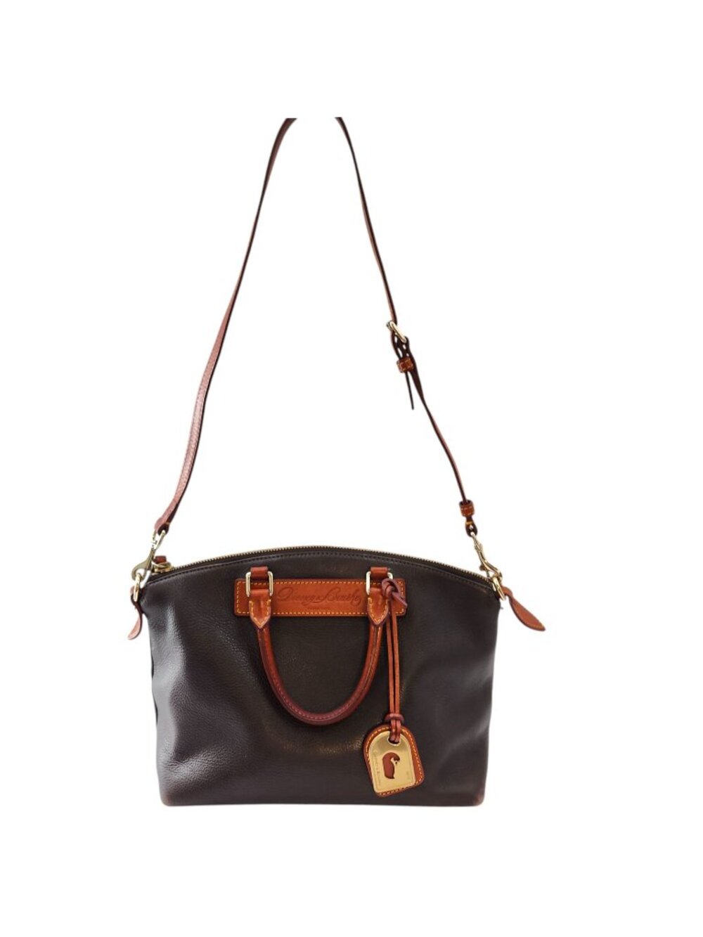 Vtg. Dooney & Bourke 1975 Florentine Vachetta Leather Shoulder Bag Dark Brown